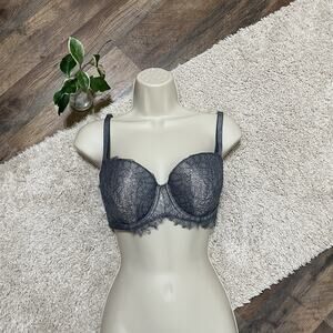 Victoria's Secret 34D Metallic Silver Gray Dream Angels Multi-Way Underwire Bra